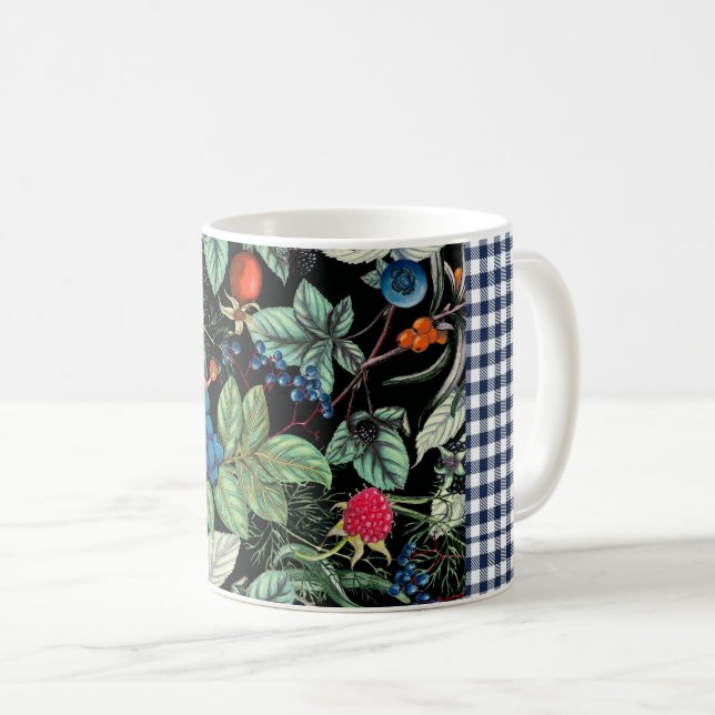 Berries Medley on Country Gingham Coffee Mug (Front Right)