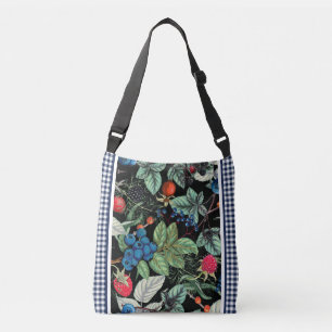Berries Medley on Country Gingham Crossbody Bag