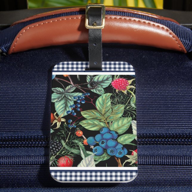Berries Medley on Country Gingham Luggage Tag (Front Insitu 2)