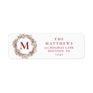 Berries Monogram Holiday Return Address