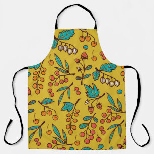 Berries on branches, seamless nature pattern. apron
