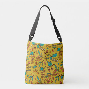 Berries on branches, seamless nature pattern. crossbody bag