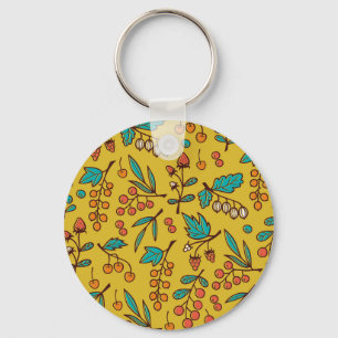 Berries on branches, seamless nature pattern. key ring