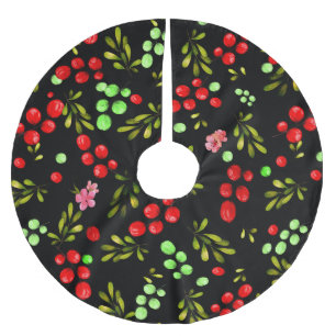 Berries Pattern Brushed Polyester Tree Skirt