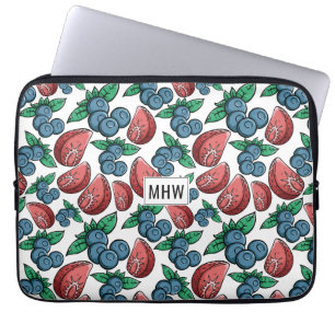 Berries Pattern custom monogram laptop sleeves