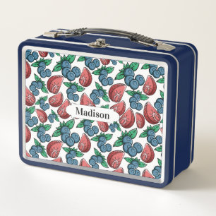 Berries Pattern custom name lunch boxes