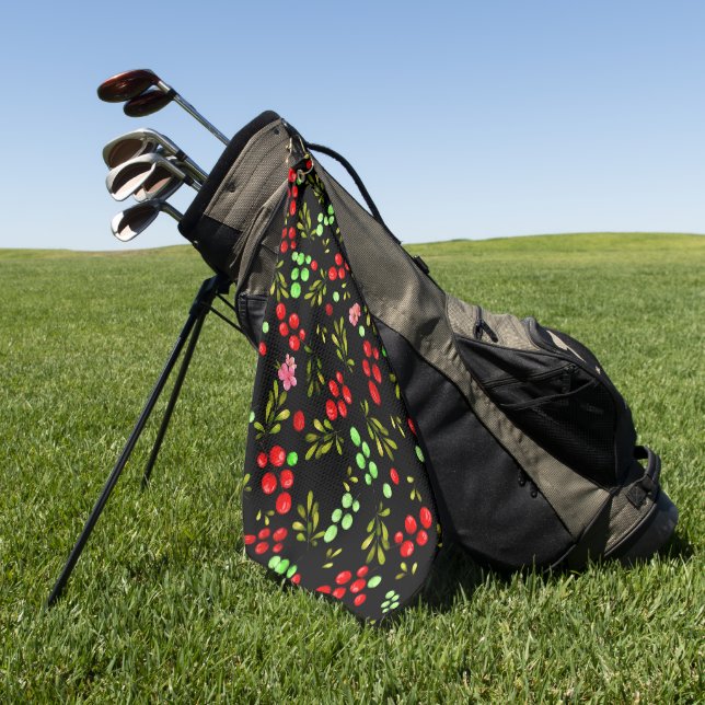 Berries Pattern Golf Towel (Green)