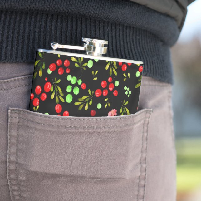 Berries Pattern Hip Flask (In Situ)