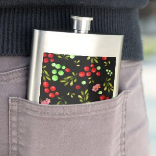 Berries Pattern Hip Flask