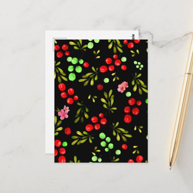 Berries Pattern Postcard (Front/Back In Situ)