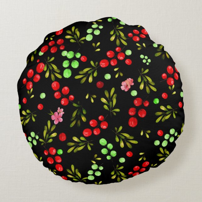 Berries Pattern Round Cushion (Back)
