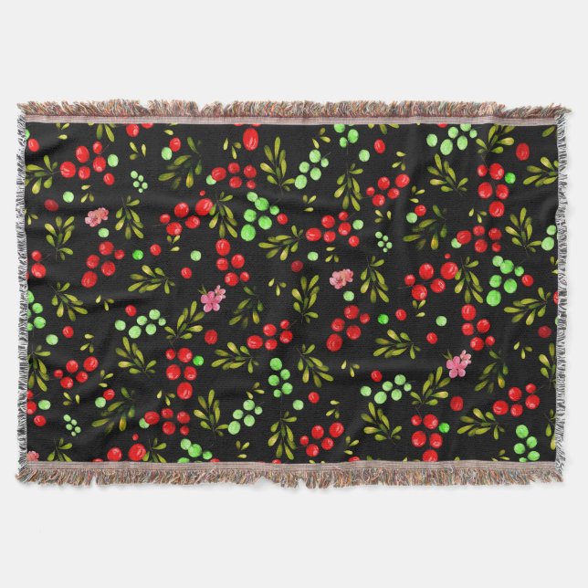 Berries Pattern Throw Blanket (Front)