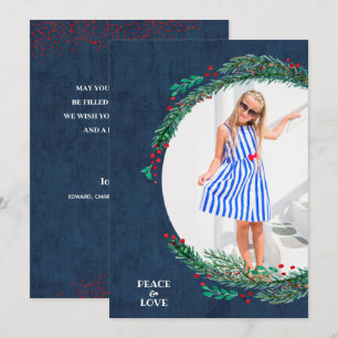 Berries Pine Wreath Christmas Photo Holiday Card