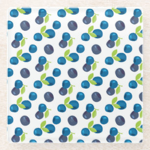 Berries Vintage Blueberry Bilberry Illustration Glass Coaster
