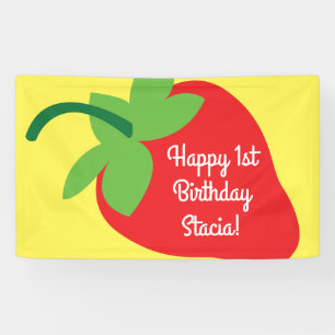 Berry 1st Birthday Cute Strawberry Colourful Mod Banner