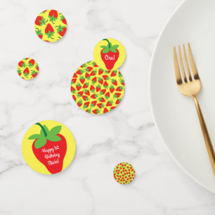 Berry 1st Birthday Cute Strawberry Colourful Mod Confetti