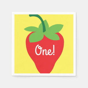 Berry 1st Birthday Cute Strawberry Colourful Mod Napkin