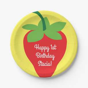 Berry 1st Birthday Cute Strawberry Colourful Mod Paper Plate