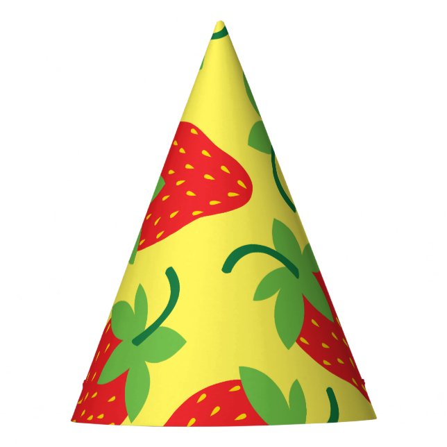 Berry 1st Birthday Cute Strawberry Colourful Mod Party Hat (Front)