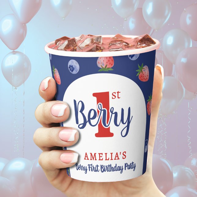 Berry 1st Birthday Party Strawberry Blueberry Blue Paper Cups (Berry 1st Birthday Party Strawberry Blueberry Blue Paper Cups
)