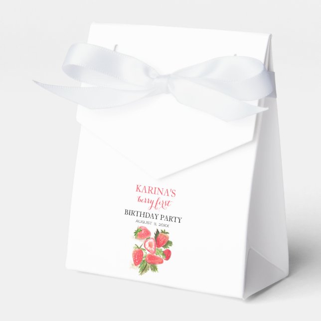 Berry 1st Birthday Party Strawberry fruit Summer Favour Box (Front Side)
