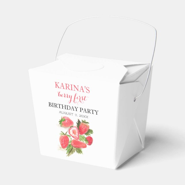 Berry 1st Birthday Party Strawberry fruit Summer Favour Box (Front Side)