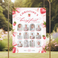Berry 1st Birthday Photo Collage Sign DIGITAL