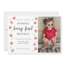 Berry 1st Birthday Photo Invitation