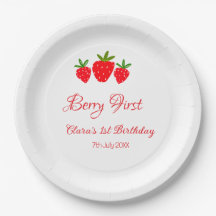 berry 1st birthday red strawberry name date stylis