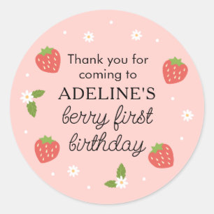 Berry 1st Birthday Strawberry First Birthday Party Classic Round Sticker