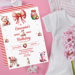 Berry 1st Birthday Strawberry Party Invitation