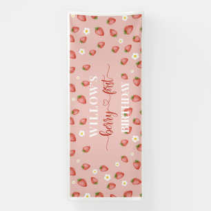 Berry 1st Birthday Strawberry Themed Banner 