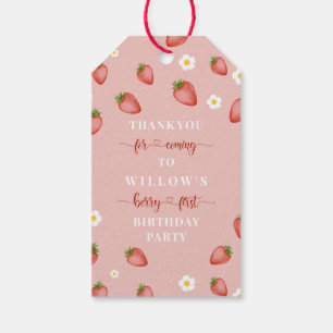 Berry 1st Birthday Strawberry Themed Gift Tags 