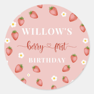 Berry 1st Birthday Strawberry Themed Stickers