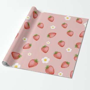 Berry 1st Birthday Strawberry Themed Wrapping  Paper
