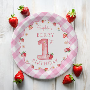 Berry 1st Birthday Wavy Paper Plate