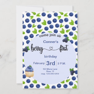 Berry 1st blueberry birthday  invitation