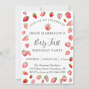 Berry 1st Photo Birthday Party Invitation
