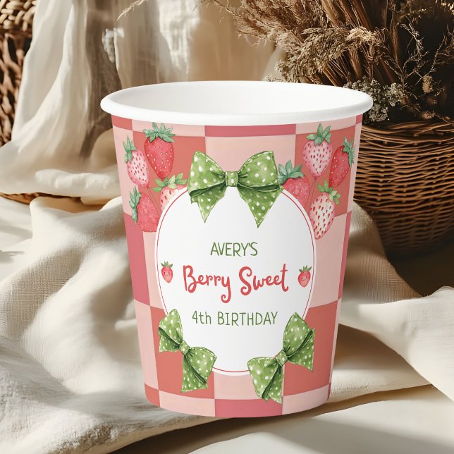 Berry 4th Birthday Strawberry Party  Paper Cups (Creator Uploaded)