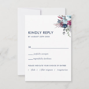 Berry and Blue Floral w/without Meal Options RSVP