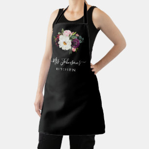 berry and blush floral personalised kitchen Apron