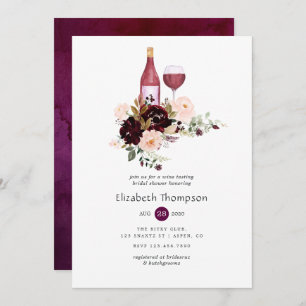 Berry and Blush Floral Wine Tasting Bridal Shower Invitation