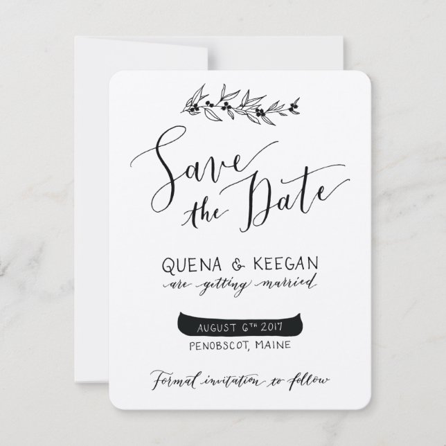 Berry and Canoe Save the Date - Quena and Keegan (Front)