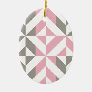 Berry and Silver Geometric ZigZag Ceramic Tree Decoration