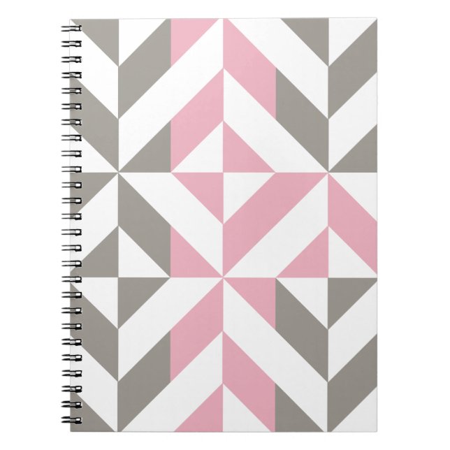 Berry and Silver Geometric ZigZag Notebook (Front)