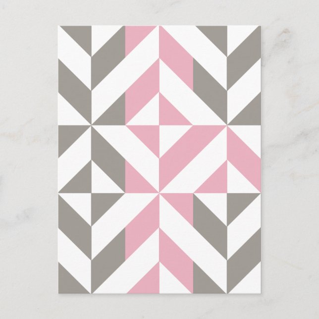 Berry and Silver Geometric ZigZag Postcard (Front)