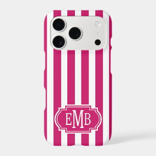 Berry and White Monogrammed Stripes