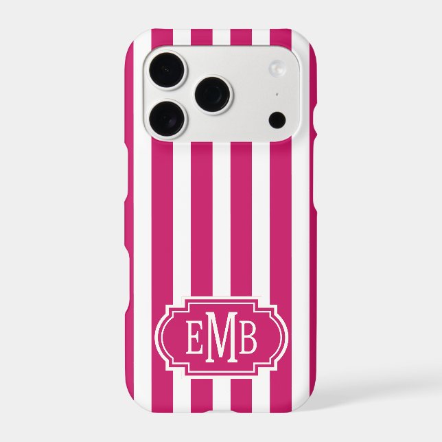Berry and White Monogrammed Stripes (Back)