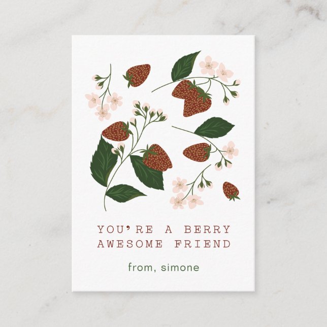 Berry Awesome Strawberry Class Valentine Card (Front)