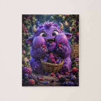 Berry Bandit Cute Monster Fantasy Woodland Art Jigsaw Puzzle